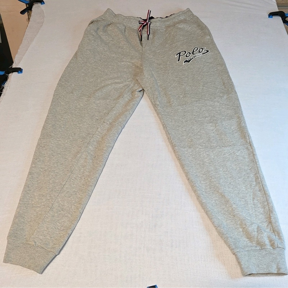 Polo Ralph Lauren Women's Jogger Pants Gray XL Cotton Drawstring Logo Knit